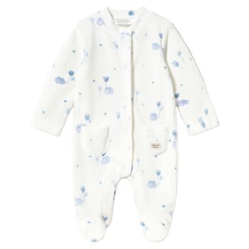 Baby Boys Ivory & Blue Balloon Babygrow