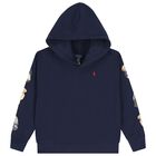 Girls Navy Blue Polo Bear Hooded Top, 1, hi-res