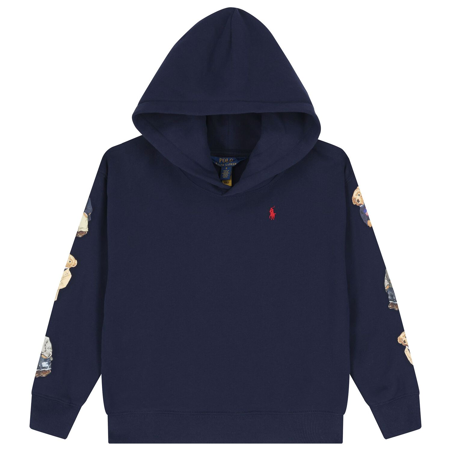 Girls Navy Blue Polo Bear Hooded Top, 1, hi-res image number null