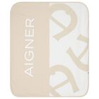 Beige & White Logo Baby Blanket, 1, hi-res