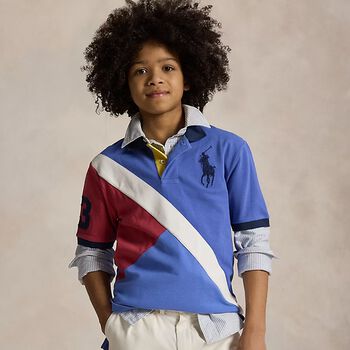 Boys Blue & Red Piqué Big Pony Polo Shirt