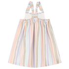 Girls Multi-Coloured Striped Jacquard Dress, 1, hi-res
