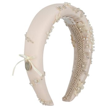 رابطه راس للبنات من الترتر  مزينه بالزهور  باللون الوردي