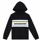 Boys Black & White Logo Hooded Top, 2, hi-res