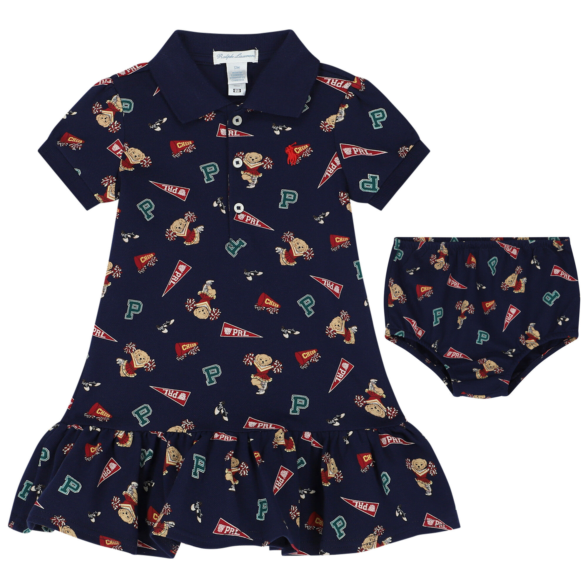 Ralph Lauren Baby Girls Navy Blue Polo Dress Set Junior Couture QA