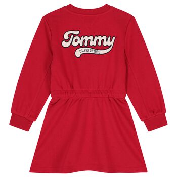 Girls Red Logo Sweatshirt Dress