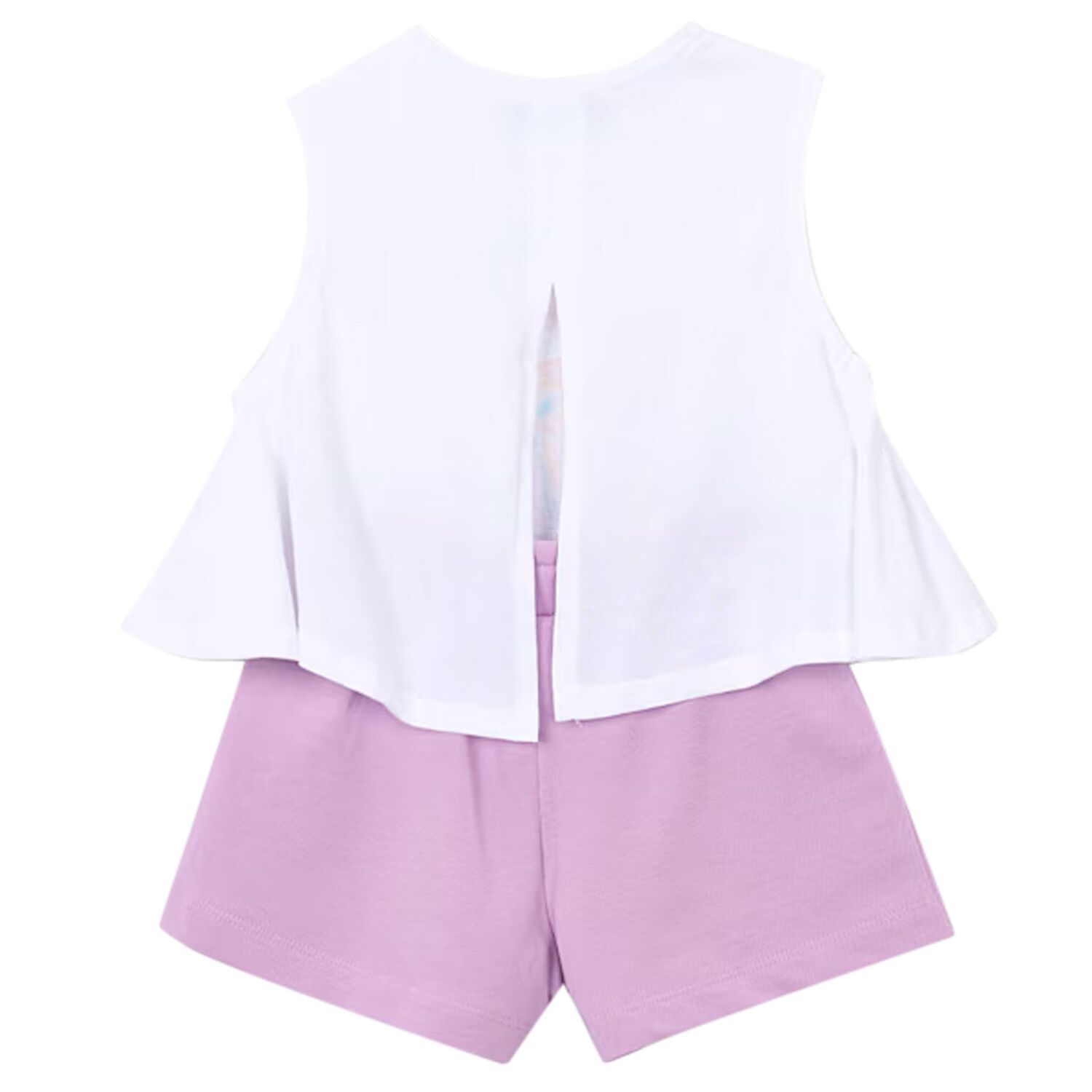 طقم شورت للبنات باللون الابيض والوردي, 2, hi-res