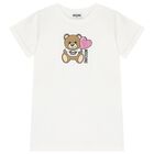 Girls Ivory Teddy Bear Logo Dress, 1, hi-res