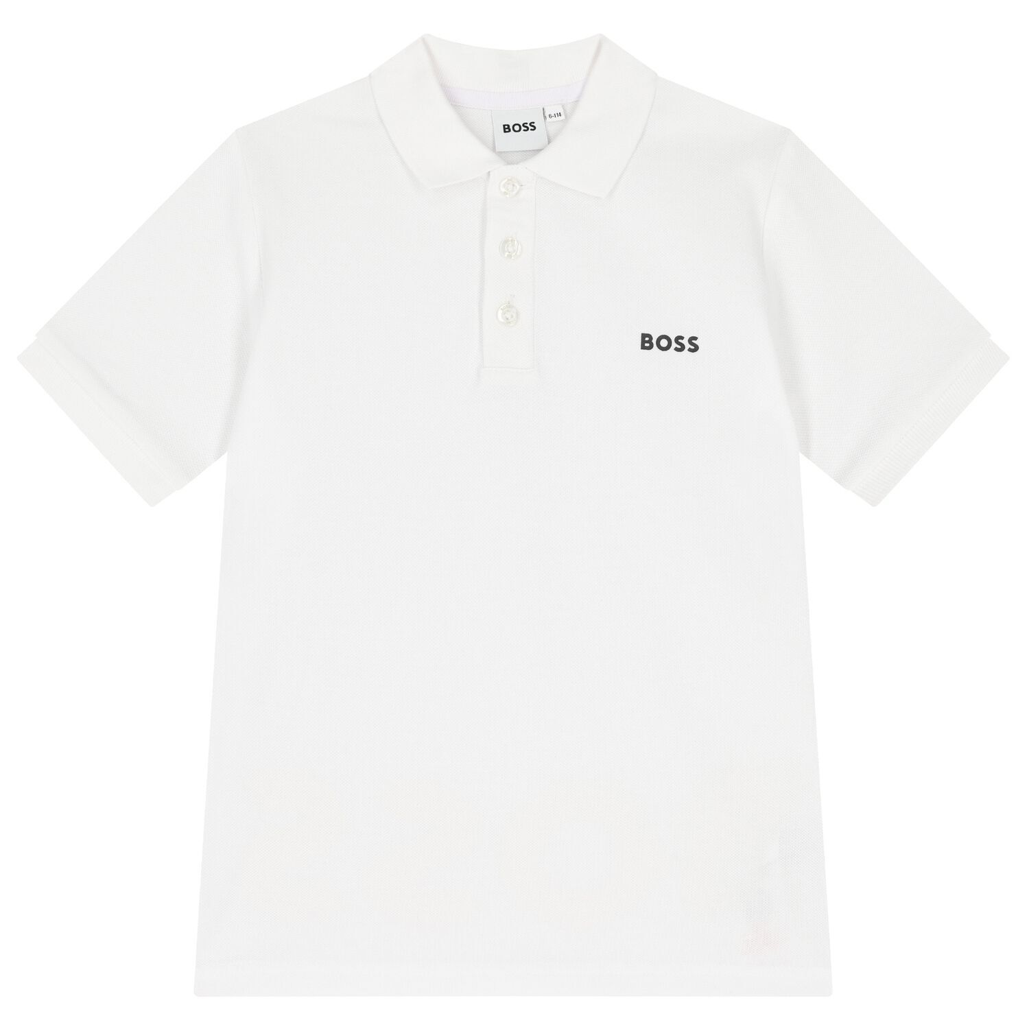 Boys White Logo Polo Shirt, 2, hi-res