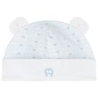 Baby Boys White & Blue Teddy Bear Hat, 2, hi-res