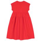 Girls Red Flower Logo Dress, 1, hi-res