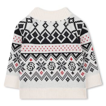 Younger Boys Ivory & Black Knitted Cardigan