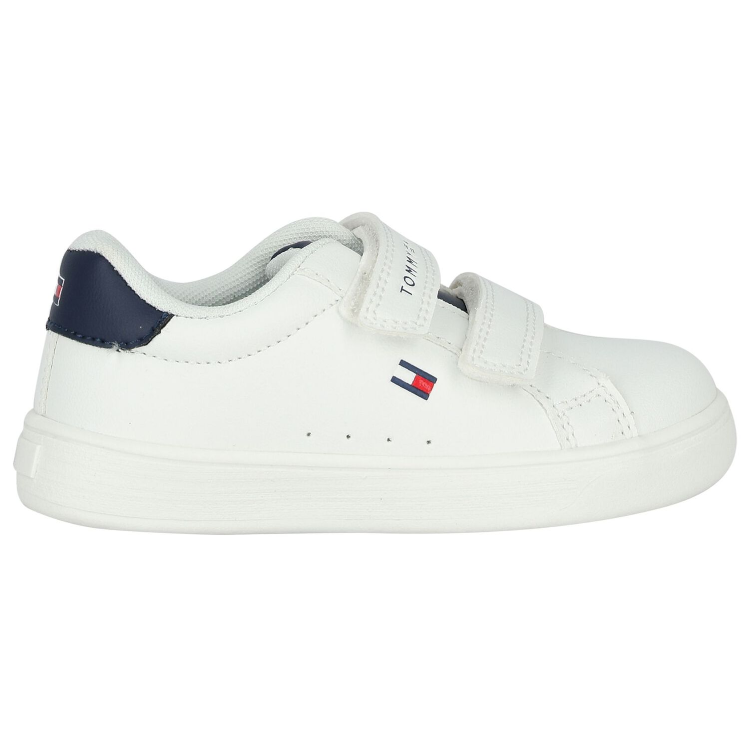Boys White & Blue Logo Trainers, 1, hi-res