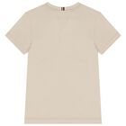 Boys Beige Logo T-Shirt, 4, hi-res