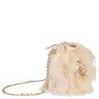 Girls Pink Feathered Floral Handbag, 1, hi-res
