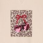 Girls Beige Embellished Cherry Hooded Sweatshirt Dress, 1, hi-res