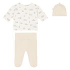 Ivory & Beige Bear Babysuit & Hat Gift Set, 1, hi-res