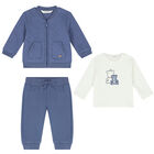 Baby Boys Blue & Ivory Tracksuit (3 Piece), 1, hi-res
