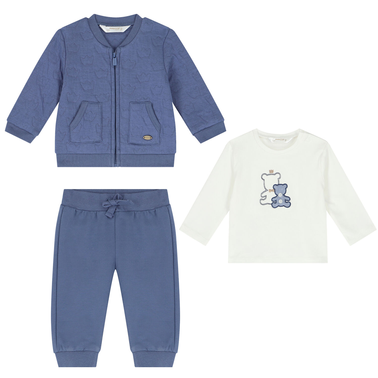 Baby Boys Blue & Ivory Tracksuit (3 Piece), 1, hi-res image number null