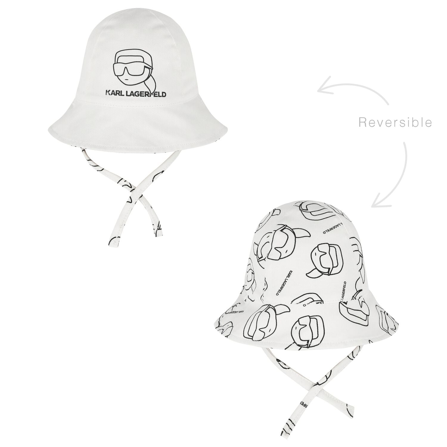 Baby Boys White Logo Reversible Logo Hat, 1, hi-res
