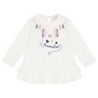 Younger Girls Ivory & Pink Headphones Leggings Set, 1, hi-res