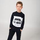 بنطال أولاد رياضي بالشعار باللون الأسود للأولاد, 1, hi-res