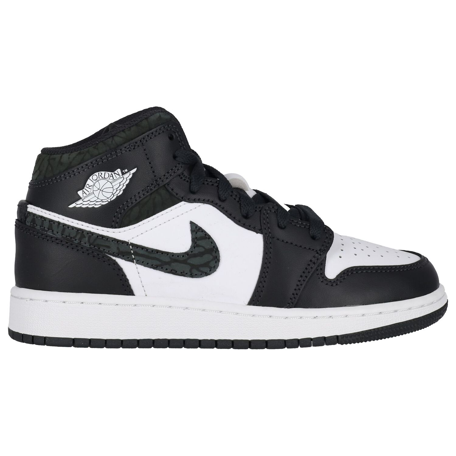 Black, Green & White Air Jordan 1 Mid Trainers, 1, hi-res