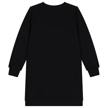 Girls Black Bow Geo Map Dress