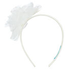Girls White Tulle Flower Headband, 4, hi-res