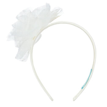 Girls White Tulle Flower Hairband