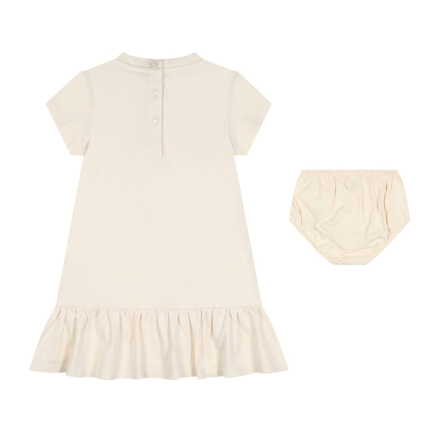 Baby Girls Ivory Patchwork Bear Dress Set, 1, hi-res