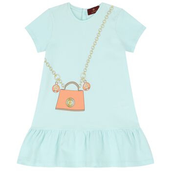 Younger Girls Aqua Logo Bag Dress