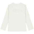 Boys Ivory Logo Long Sleeve Top, 3, hi-res