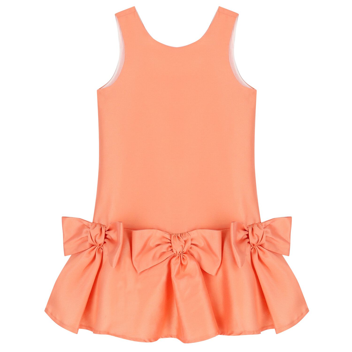 Girls Orange Bow Dress, 1, hi-res image number null