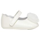 Baby Girls White Flower Pre Walker Shoes, 1, hi-res
