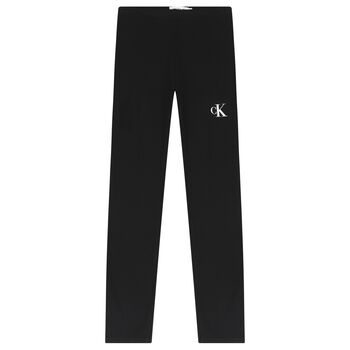 Girls Black Logo Leggings