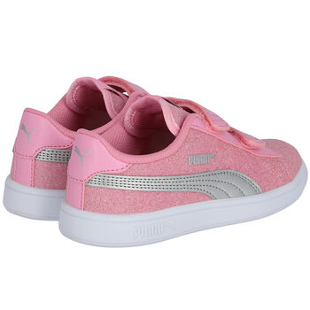 حذاء رياضي بنات بالشعار باللون الوردي 
