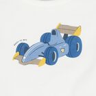 Younger Boys White, Blue & Beige Racing Car Tracksuit Set ( 3 Piece ) , 1, hi-res