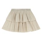 Younger Girls Pink & Beige Cable Knit Skirt Set, 1, hi-res