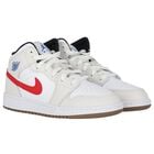 White & Grey Air Jordan 1 Mid Trainers, 8, hi-res