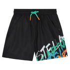 Boys Black Logo Shorts, 1, hi-res