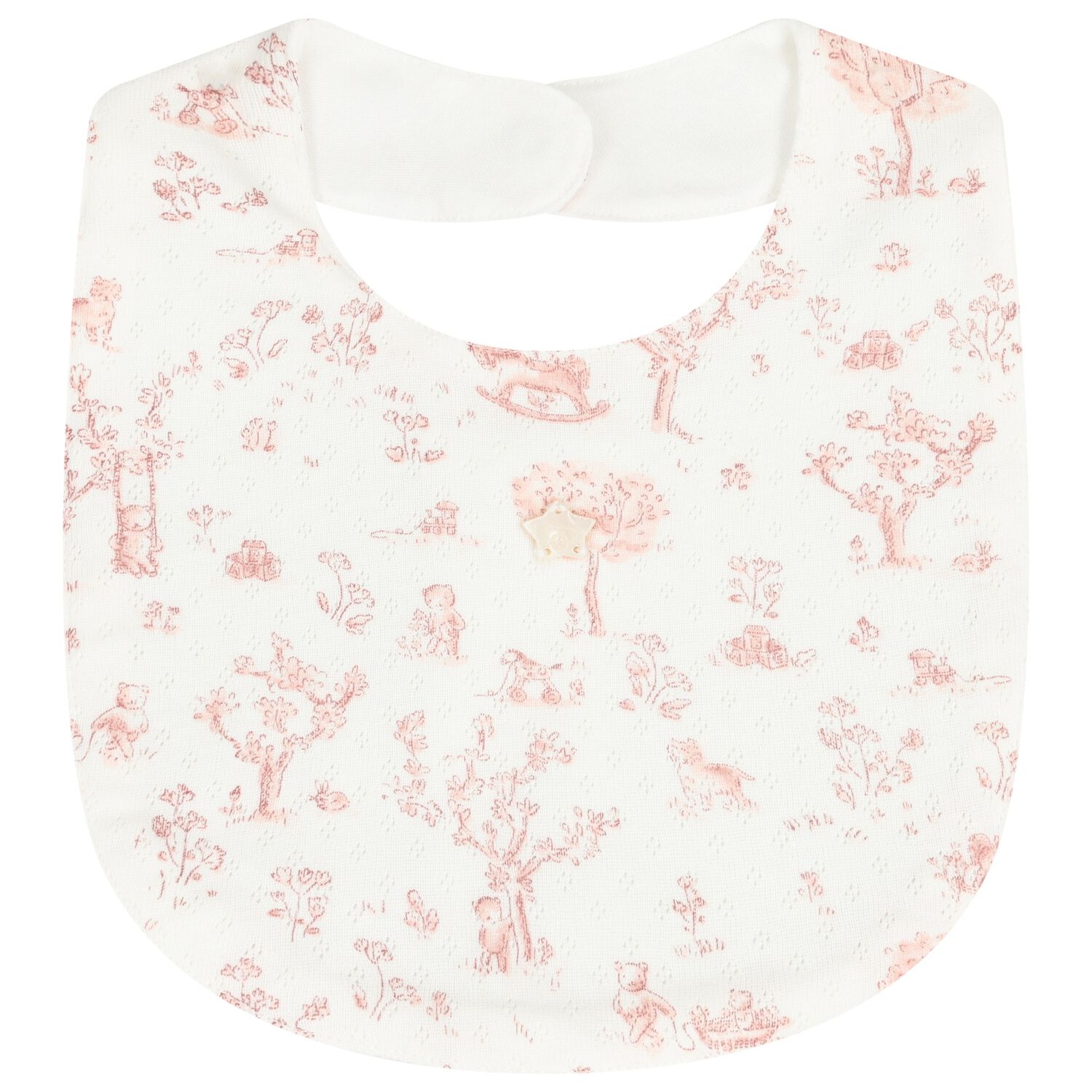 Baby Girls Ivory & Pink Teddy Bear Baby Bib, 2, hi-res