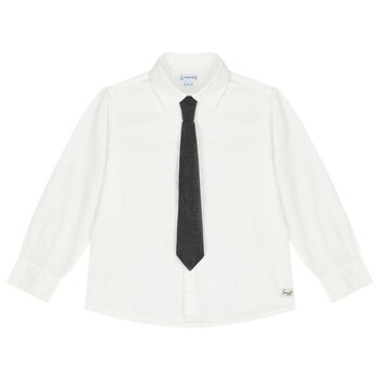 Mayoral قميص أولاد باكمام باللون الابيض , 1 قميص أولاد باكمام باللون الابيض
