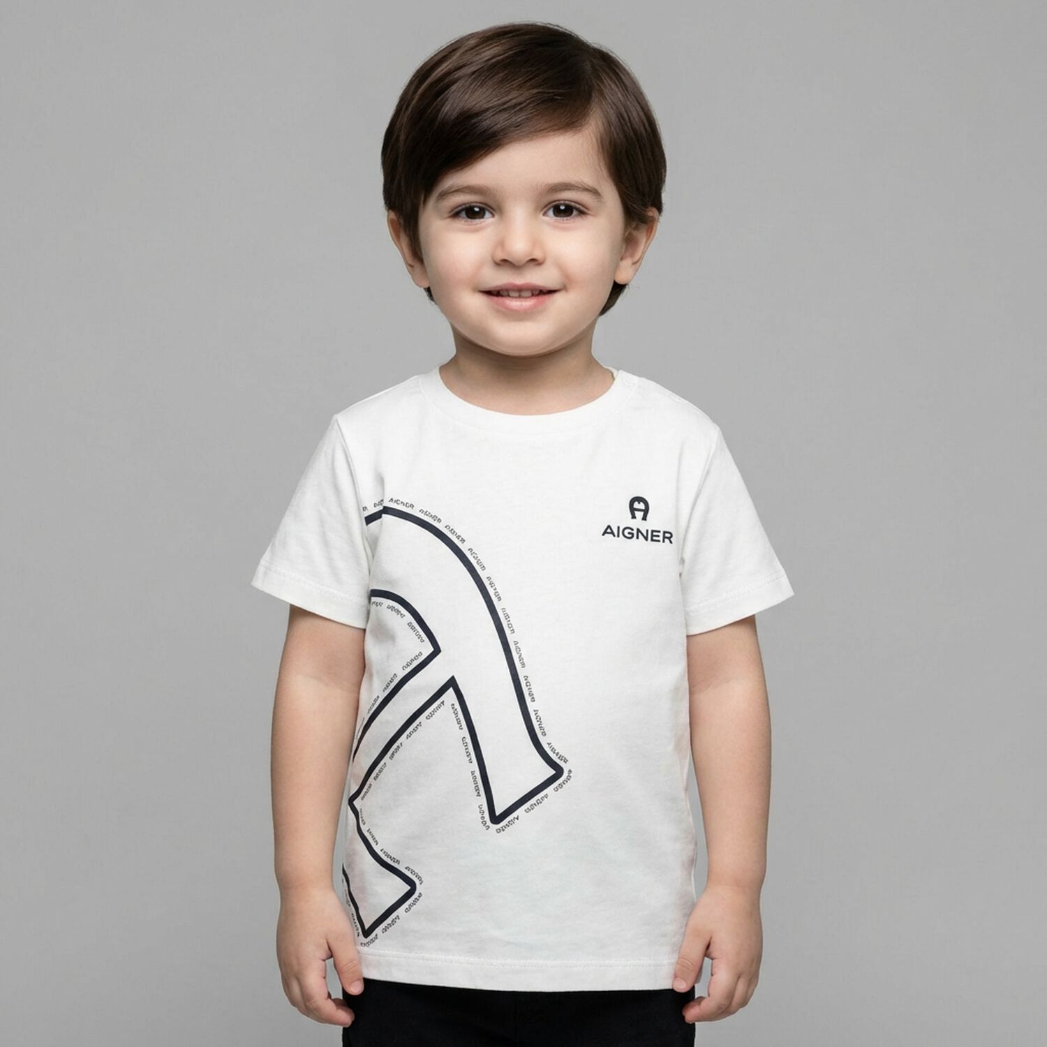 Younger Boys White Logo T-Shirt , 1, hi-res