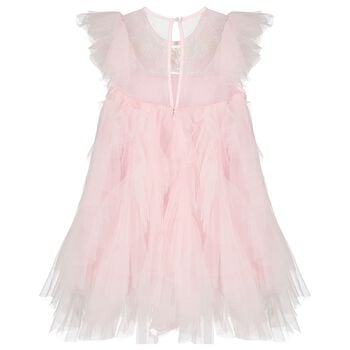 Girls Pink Ruffled Tulle Dress