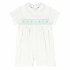 Baby Boys White Smocked Romper, 1, hi-res