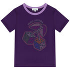 Girls Purple Embellished Logo T-Shirt, 3, hi-res