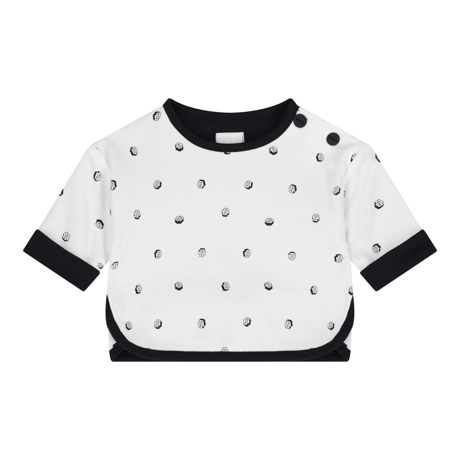 Baby Boys Black & White Logo Reversible Trousers Set, 1, hi-res