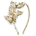 Girls Ivory & Gold Embellished Butterfly Headband, 1, hi-res
