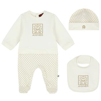 Ivory & Gold Logo Babygrow Gift Set
